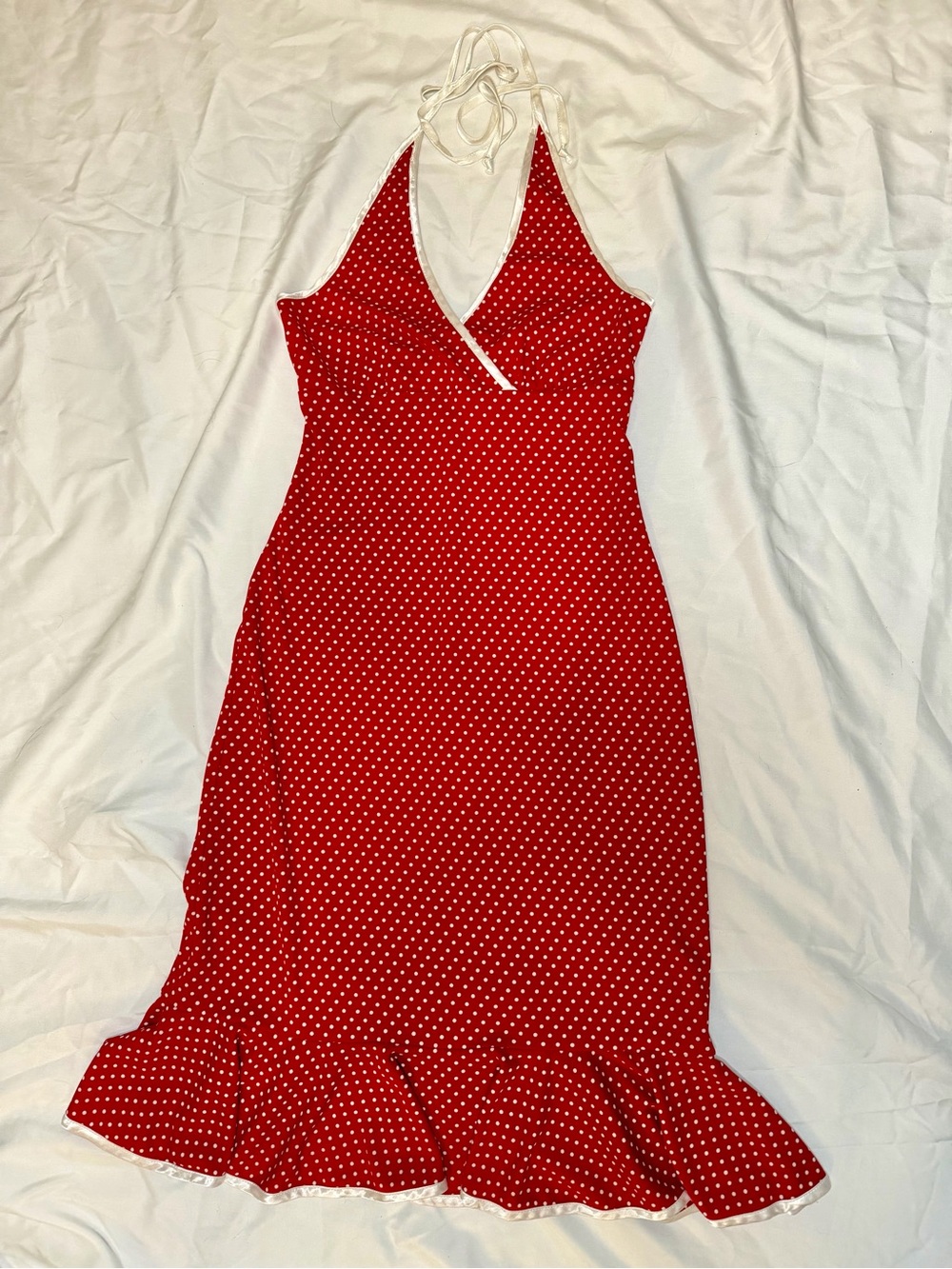 Jodi Kristopher Red Polka Dot Halter Mini Dress